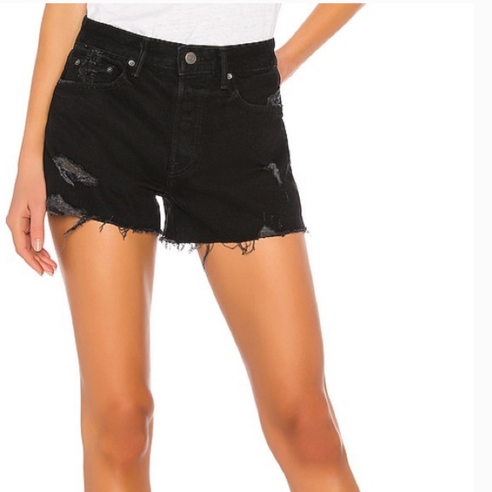 Grlfrnd Revolve Helena Moonlight Dance Black Distressed Shorts